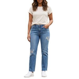 J. Jill Denim Straight Leg Embroidered Jeans size 12